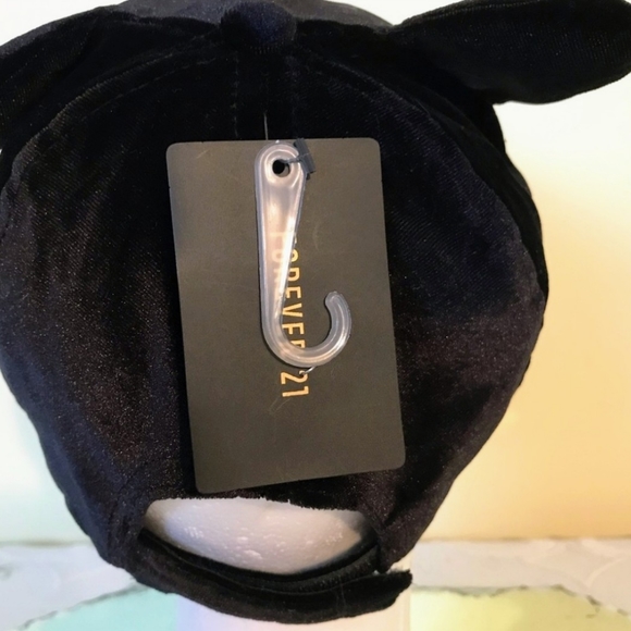 F21 black velvet kitty cat ear baseball cap, NWT - Picture 2 of 2